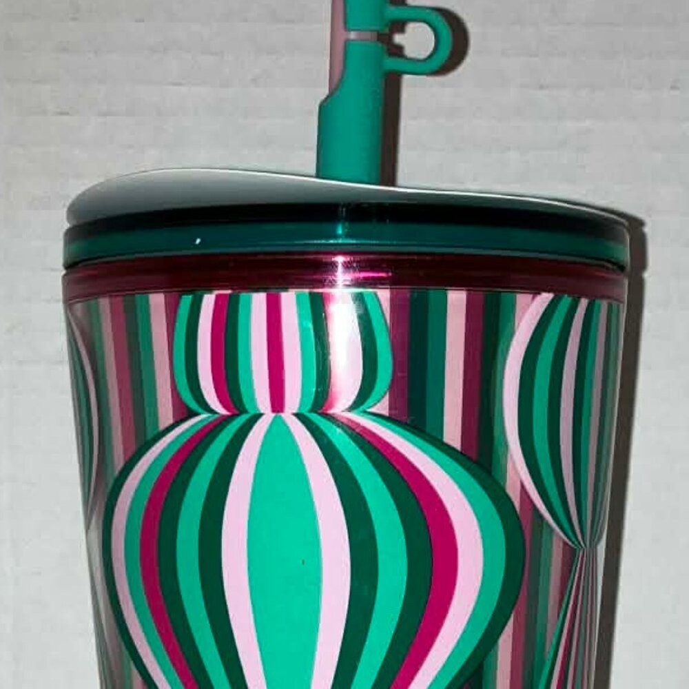 Starbucks Holiday 2024 Pink Ornament Straw Topper 24 oz Cold Cup Tumbler (New)